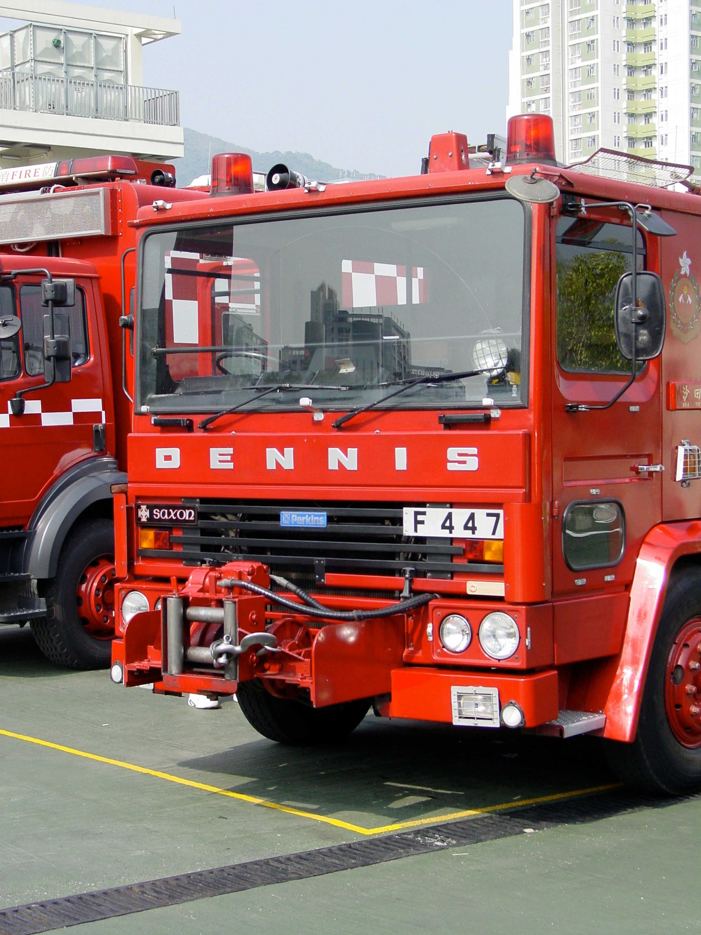 red and white fire truck