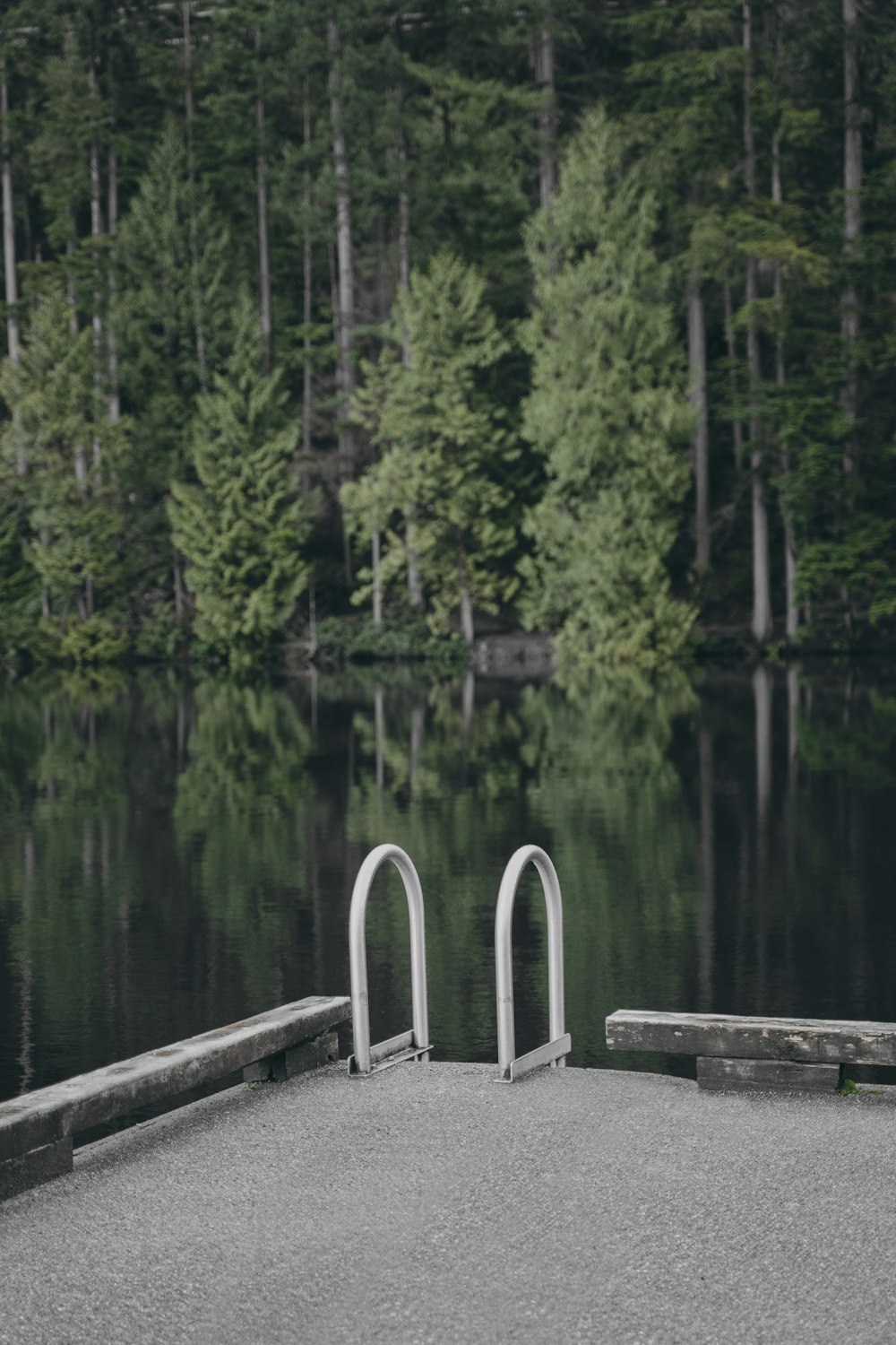 gray wooden dock on lake during daytime