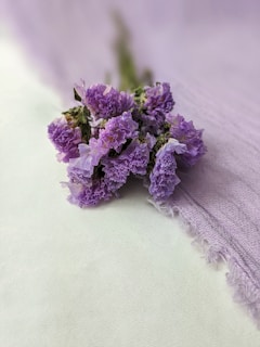 purple flower on white textile