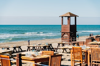 brown wooden lifeguard tower on beach during daytime