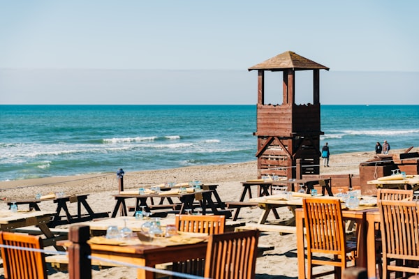 Il Chiringo beachfront Italian dining area with ocean view