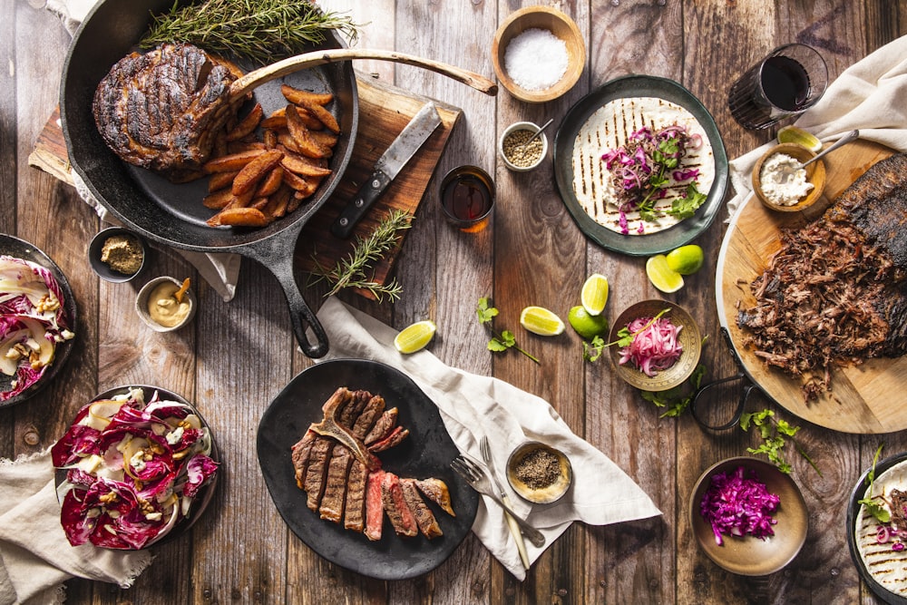 grilled meat on black pan