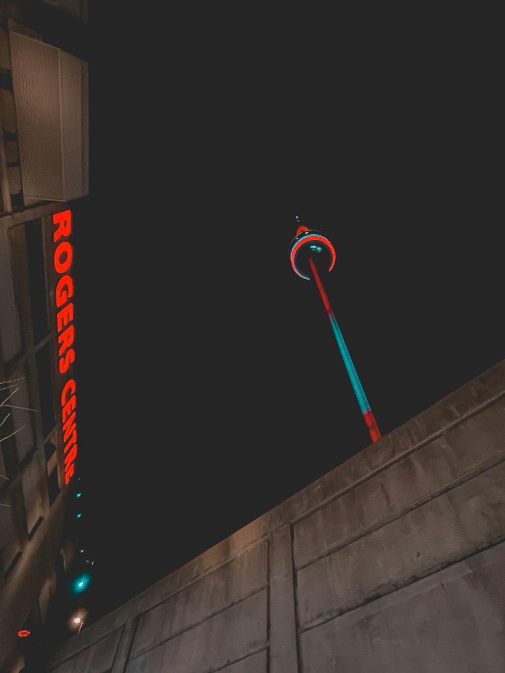 red and white light signage