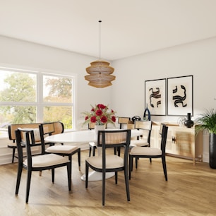 brown wooden table with chairs