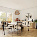 brown wooden table with chairs