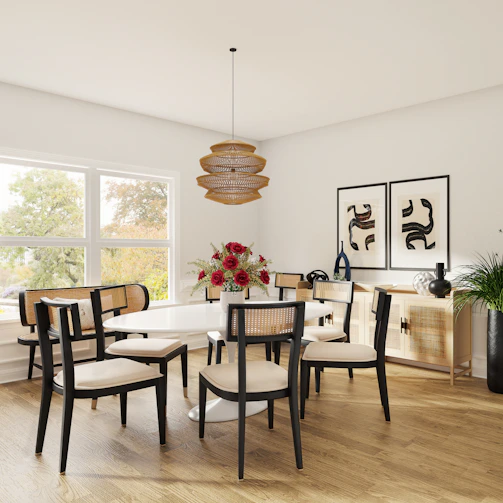 brown wooden table with chairs