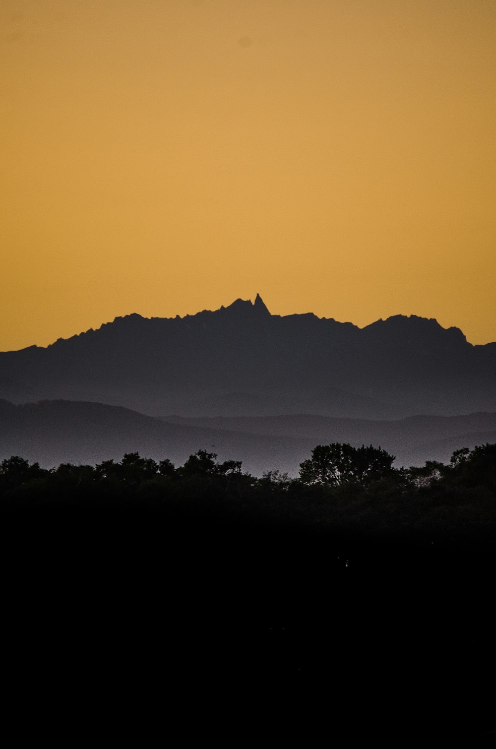 silhouette of mountain during sunset