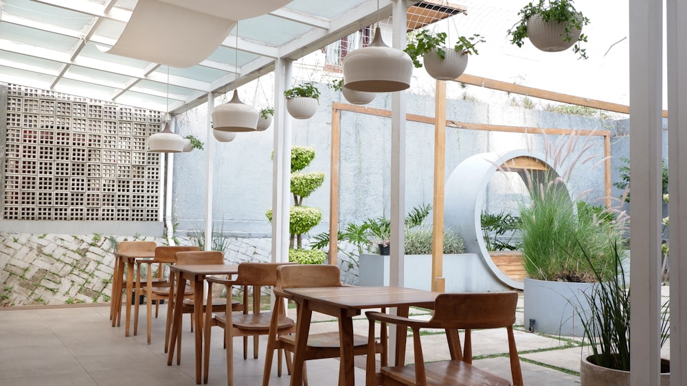 brown wooden table and chairs