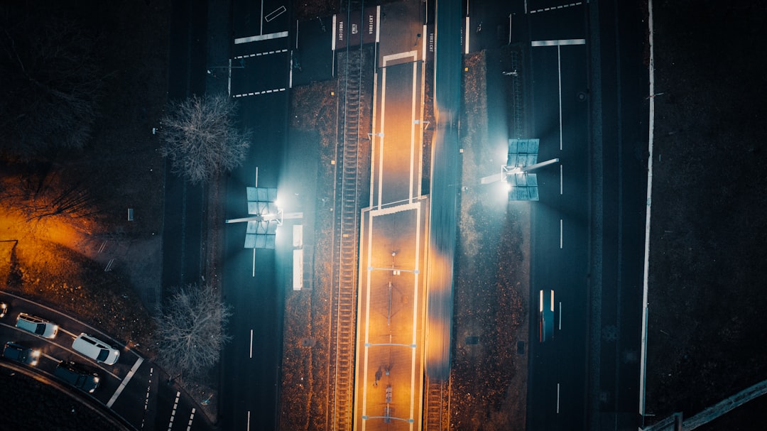 aerial view of city during night time