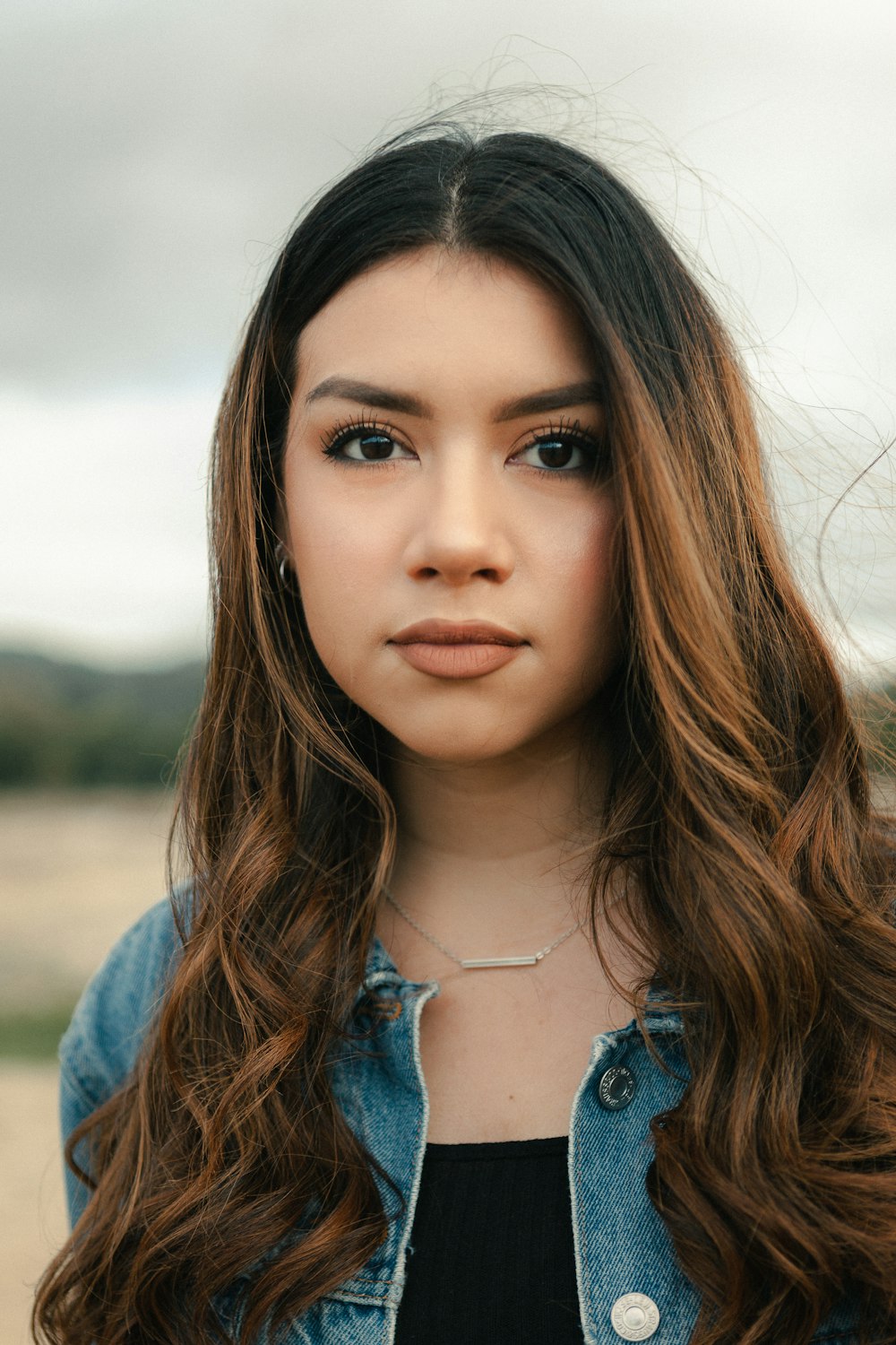 woman in blue denim jacket