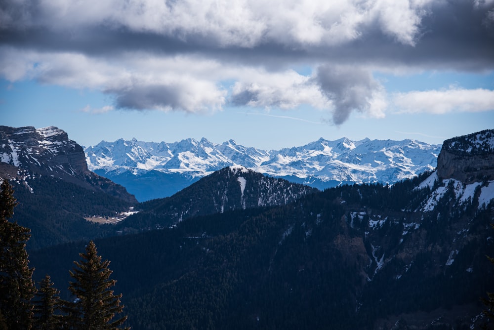 snow covered mountain under cloudy sky during daytime