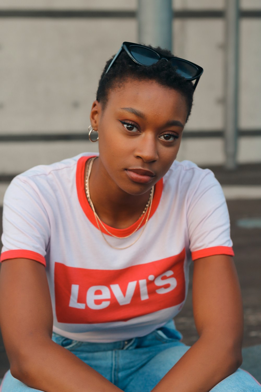 woman in white and red crew neck t-shirt