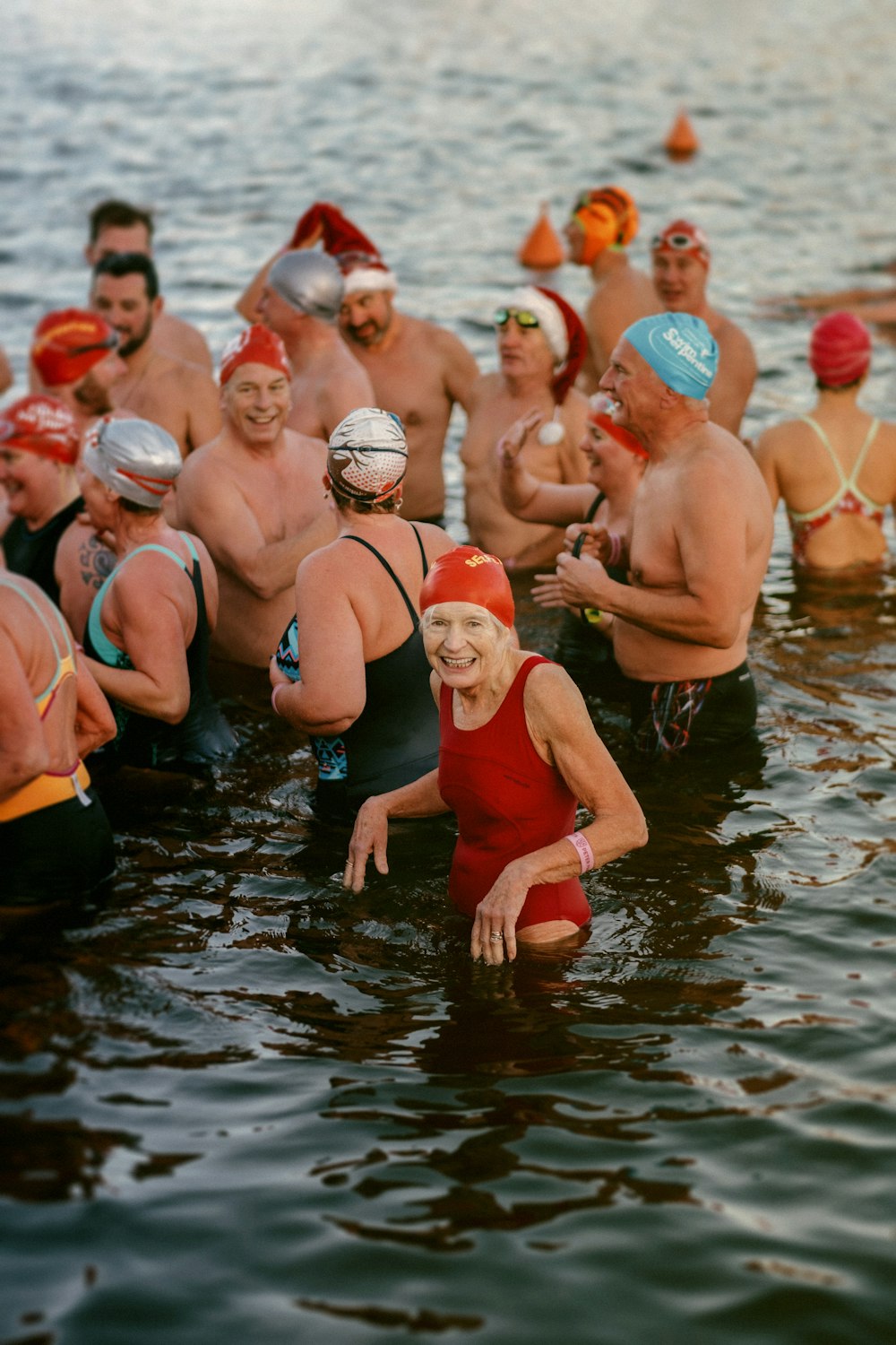 group of people in water