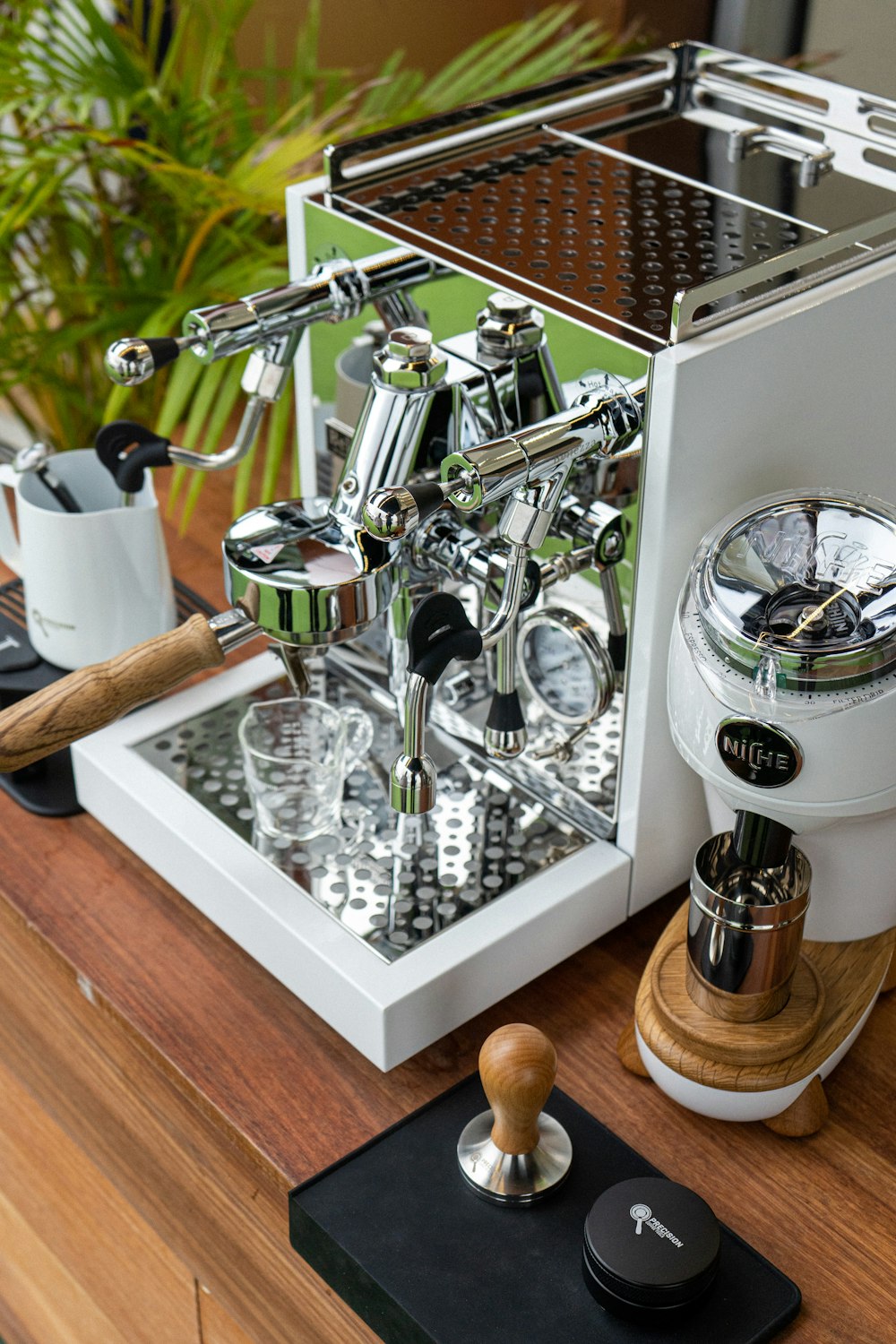 silver and brown coffee machine