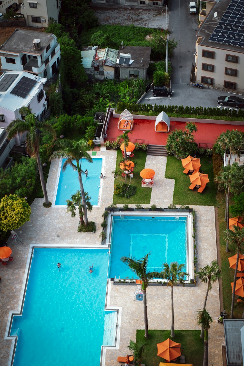 aerial view of swimming pool