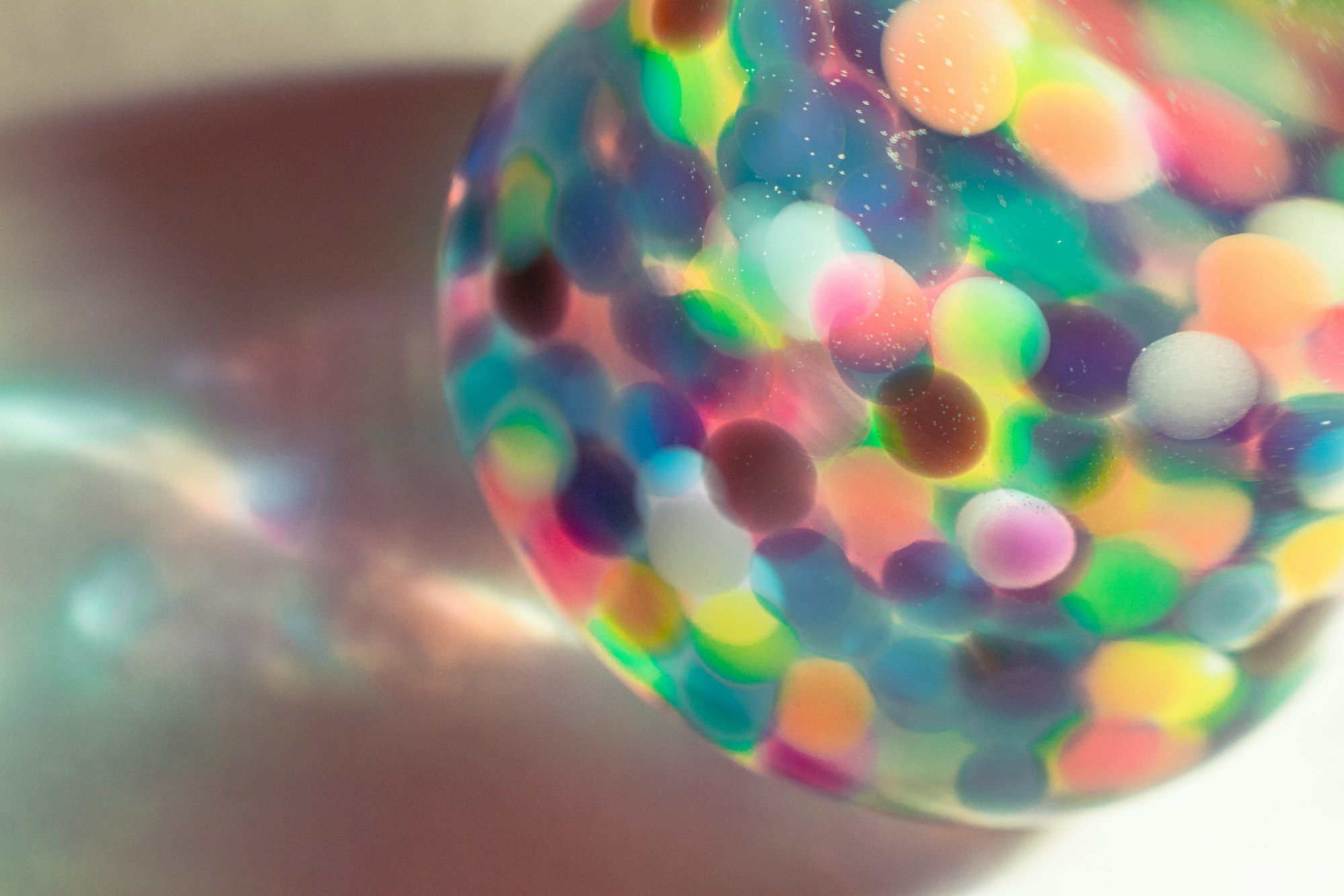 Colorful gel pearls inside erlenmeyer flaks