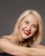 woman in red lipstick smiling