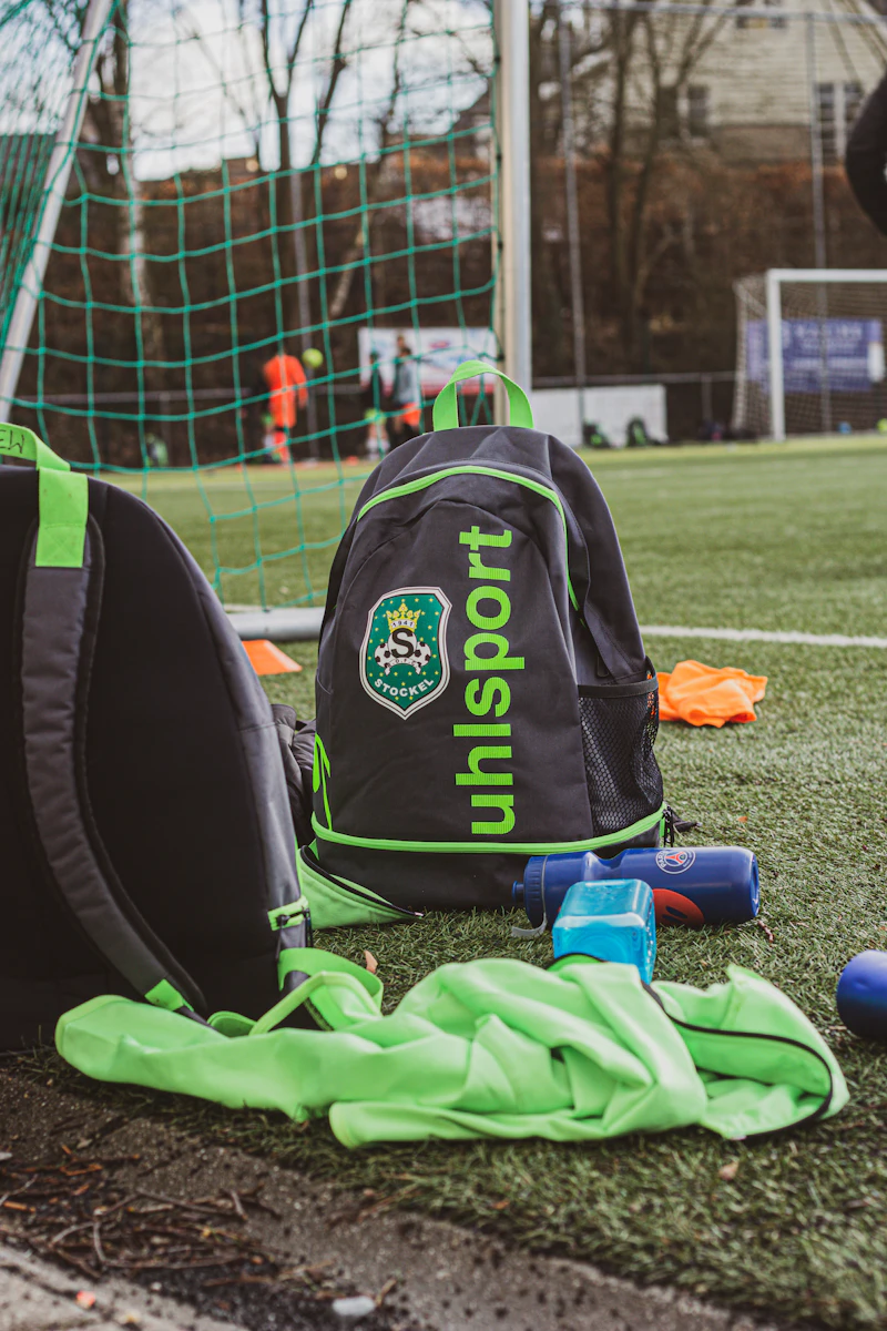 Sports backpack on the field