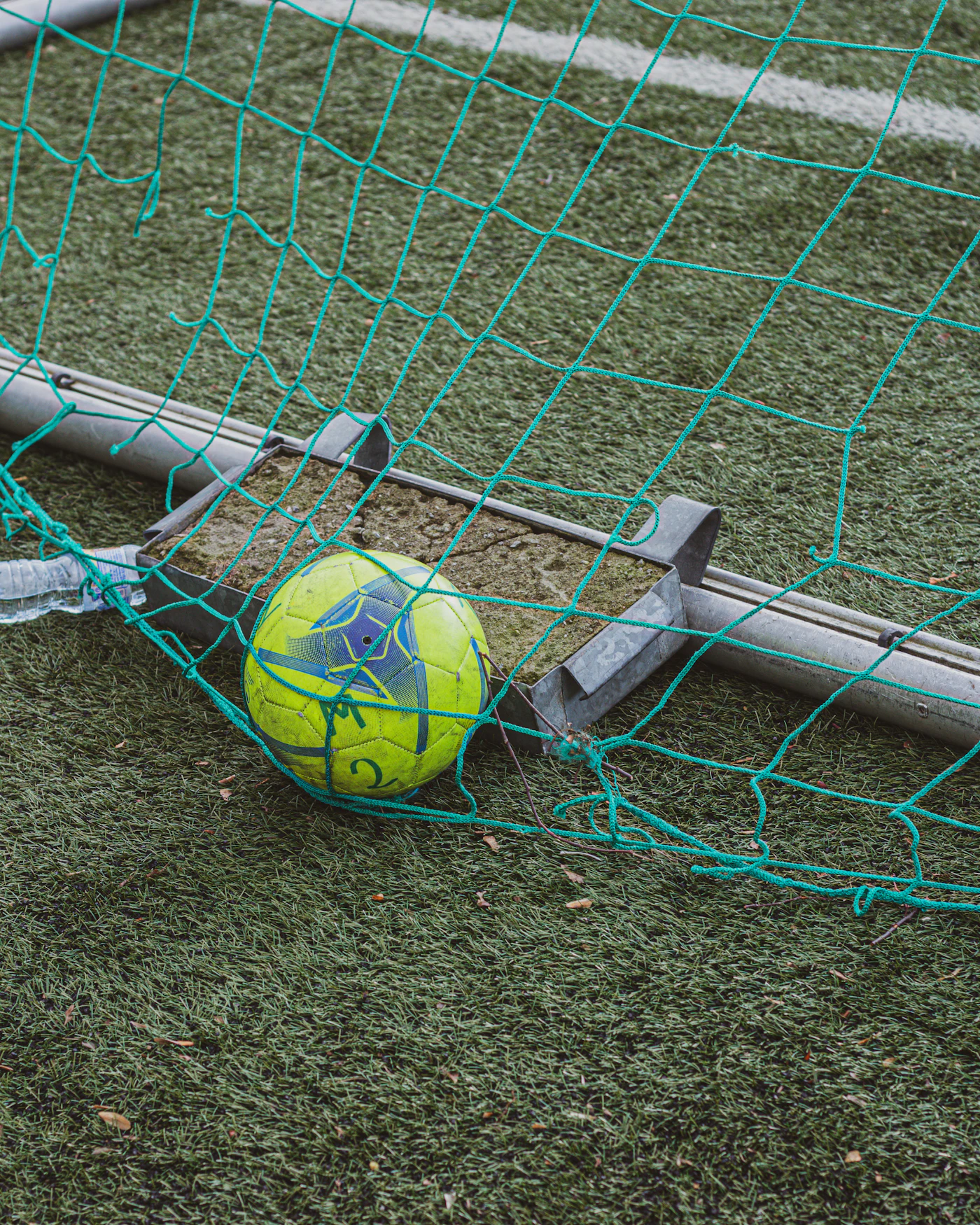 A football on a field
