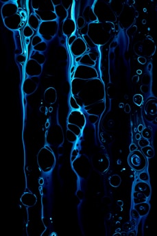 Abstract digital connections and chat bubbles in blue and violet tones representing automated communication