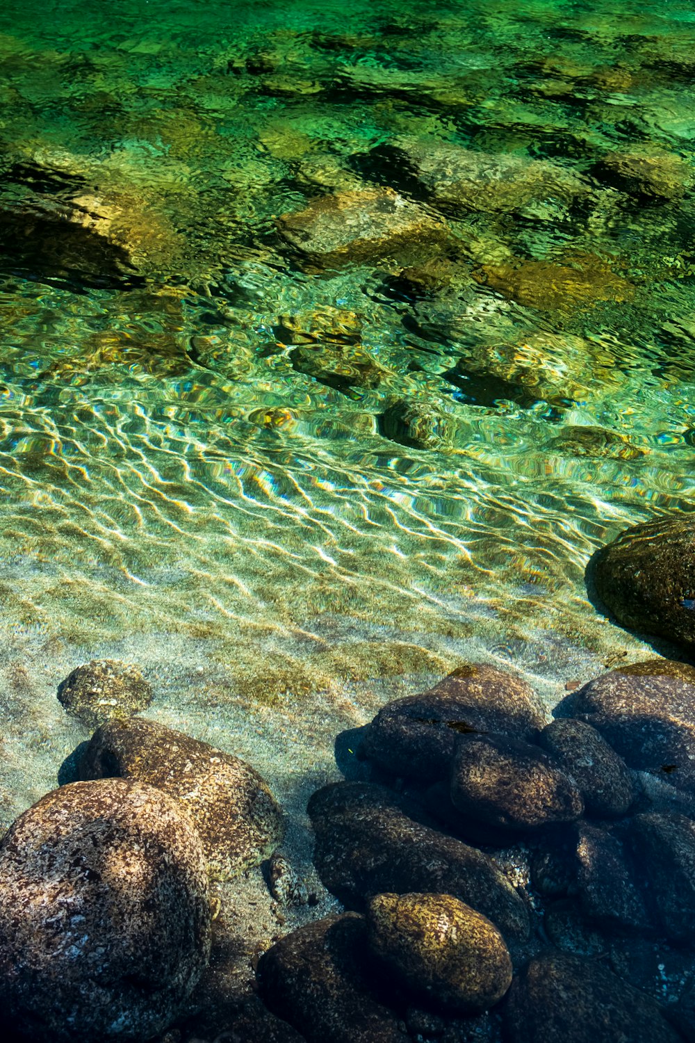 brown rocks on body of water during daytime