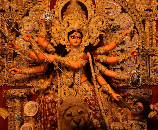 hindu deity with gold crown