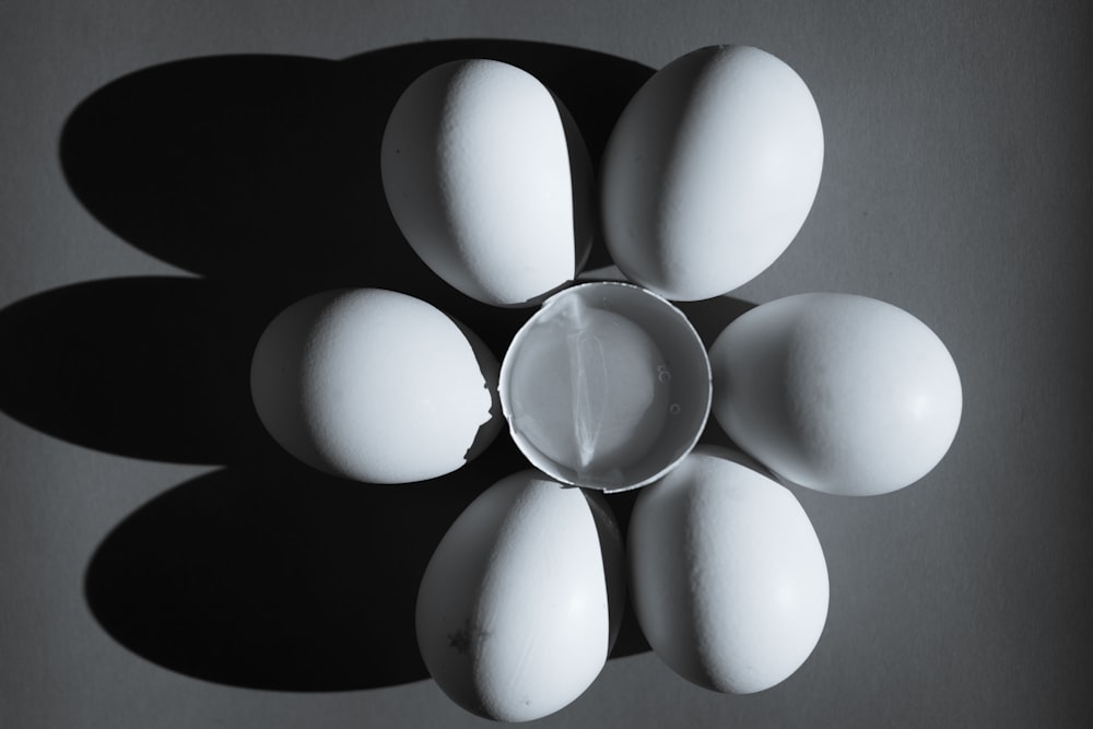 white egg on black surface