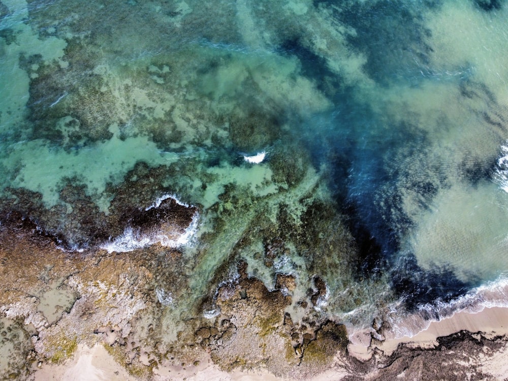 aerial view of ocean waves