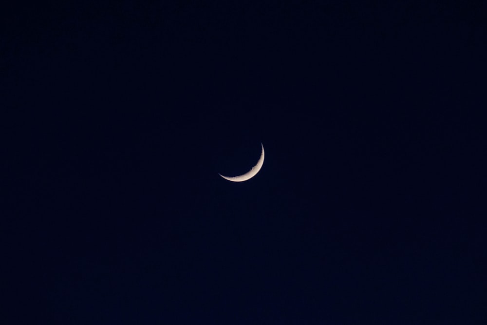 white crescent moon in the sky