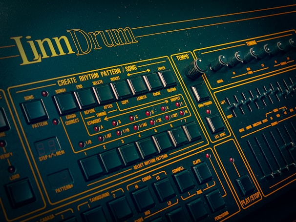 black and green audio mixer