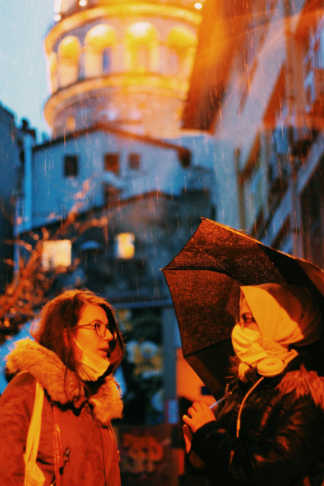 woman in brown coat holding umbrella