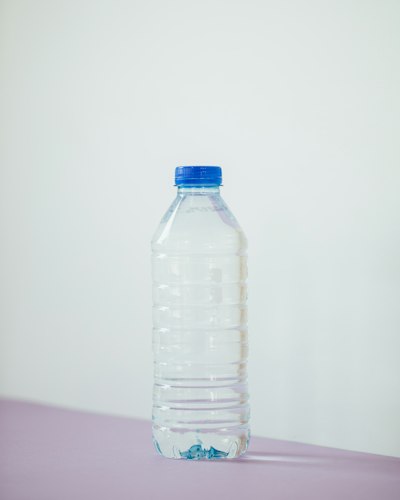 Stainless steel water bottle and cleaning brush next to a sink