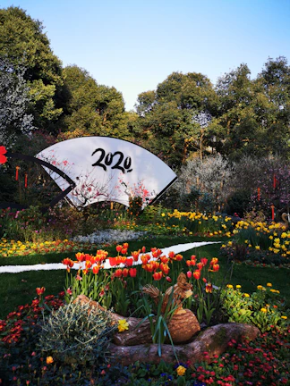 The campus garden blooming with flowers during the 2026-27 academic year.