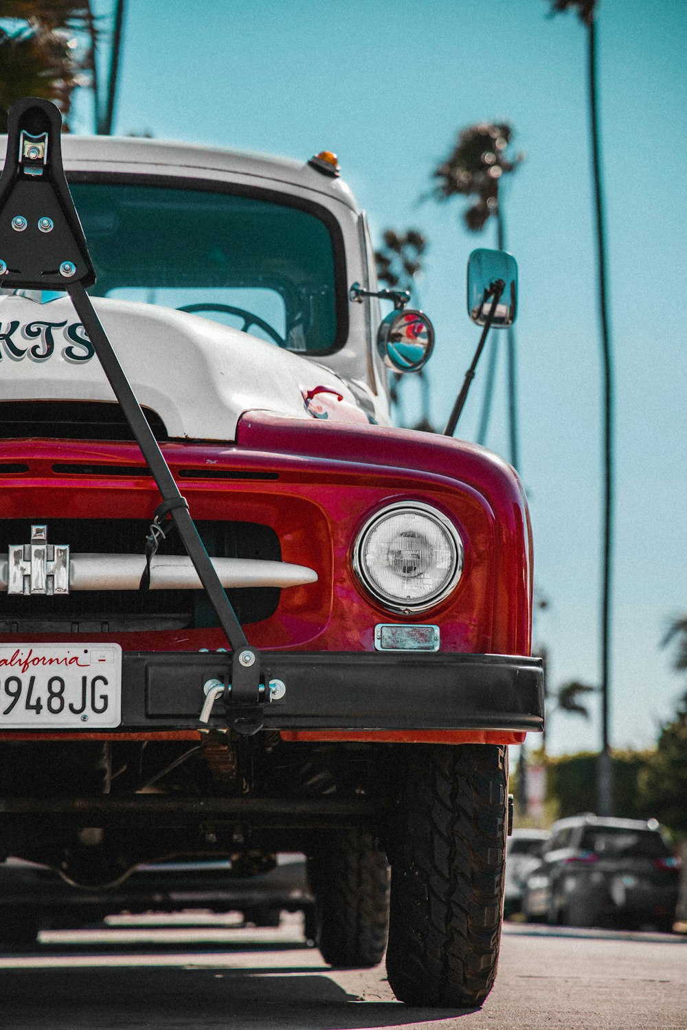 red and black vintage car