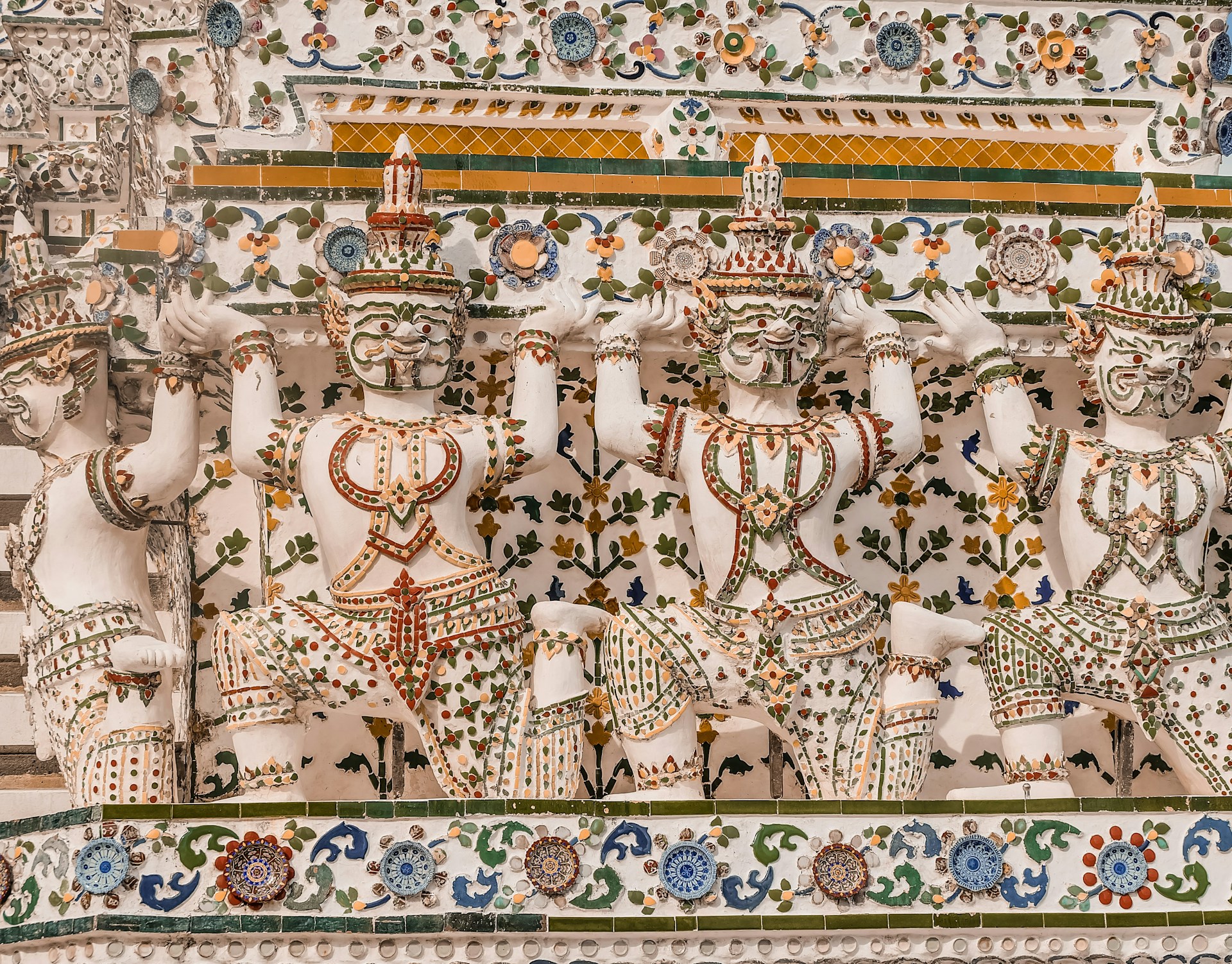 white and brown floral wall decor