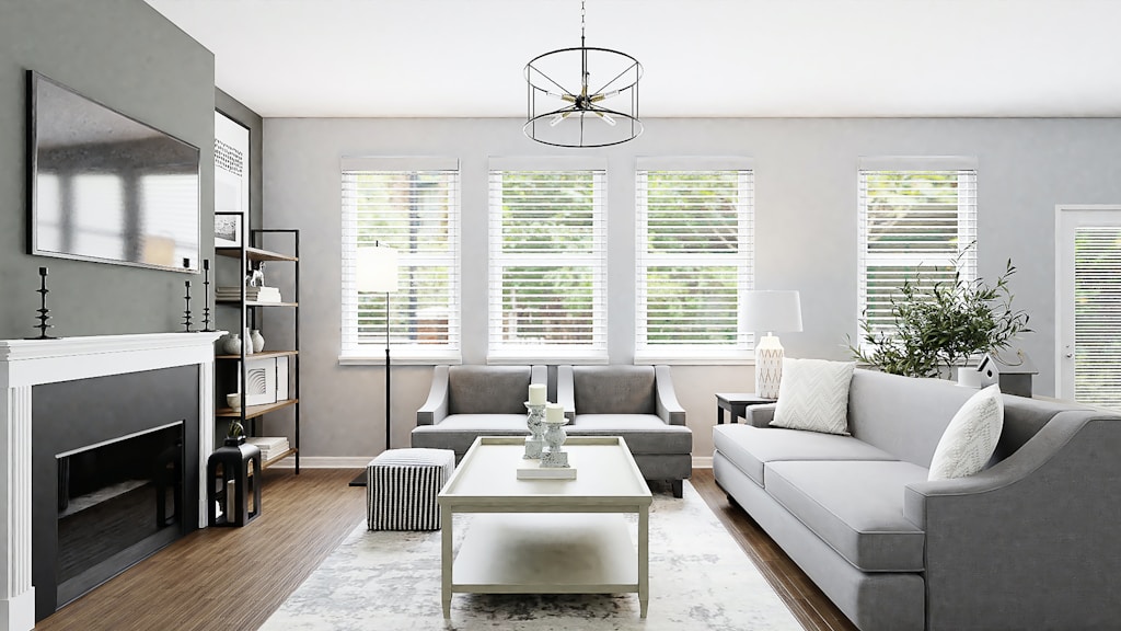 white sectional couch beside white wooden table