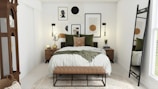 white and black bed linen