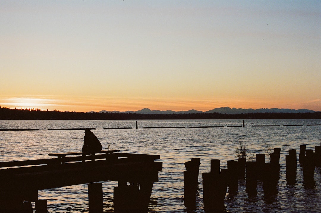 brown wooden dock on sea during sunset