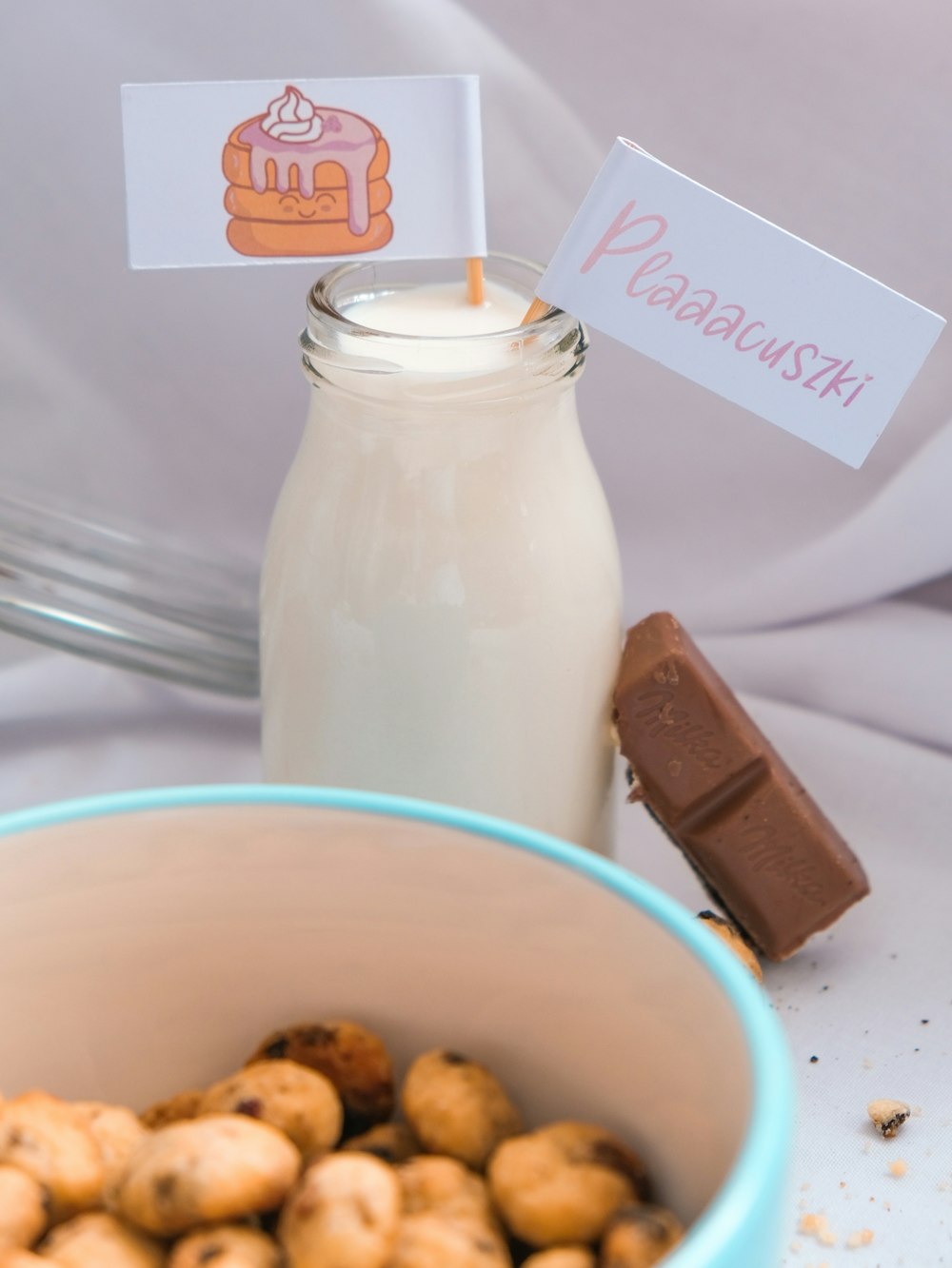 milk in clear glass jar