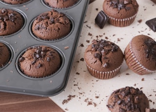 chocolate cupcakes on white tray