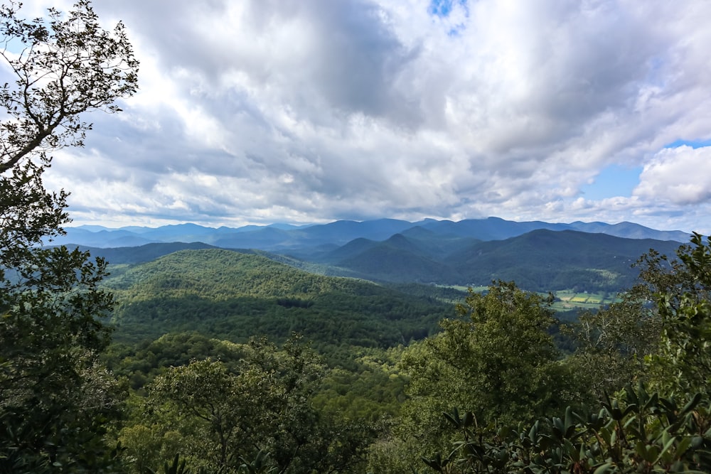 green trees and mountains under white clouds and blue sky during daytime