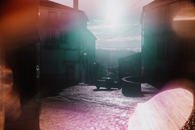 An artistic photo of a street scene with subtle warm tones.