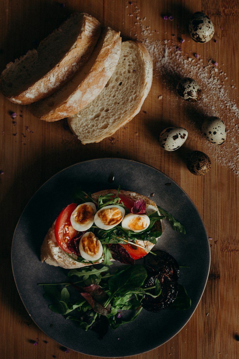 bread on black round plate