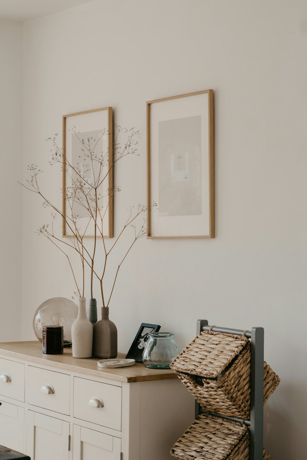 brown wooden framed wall mirror