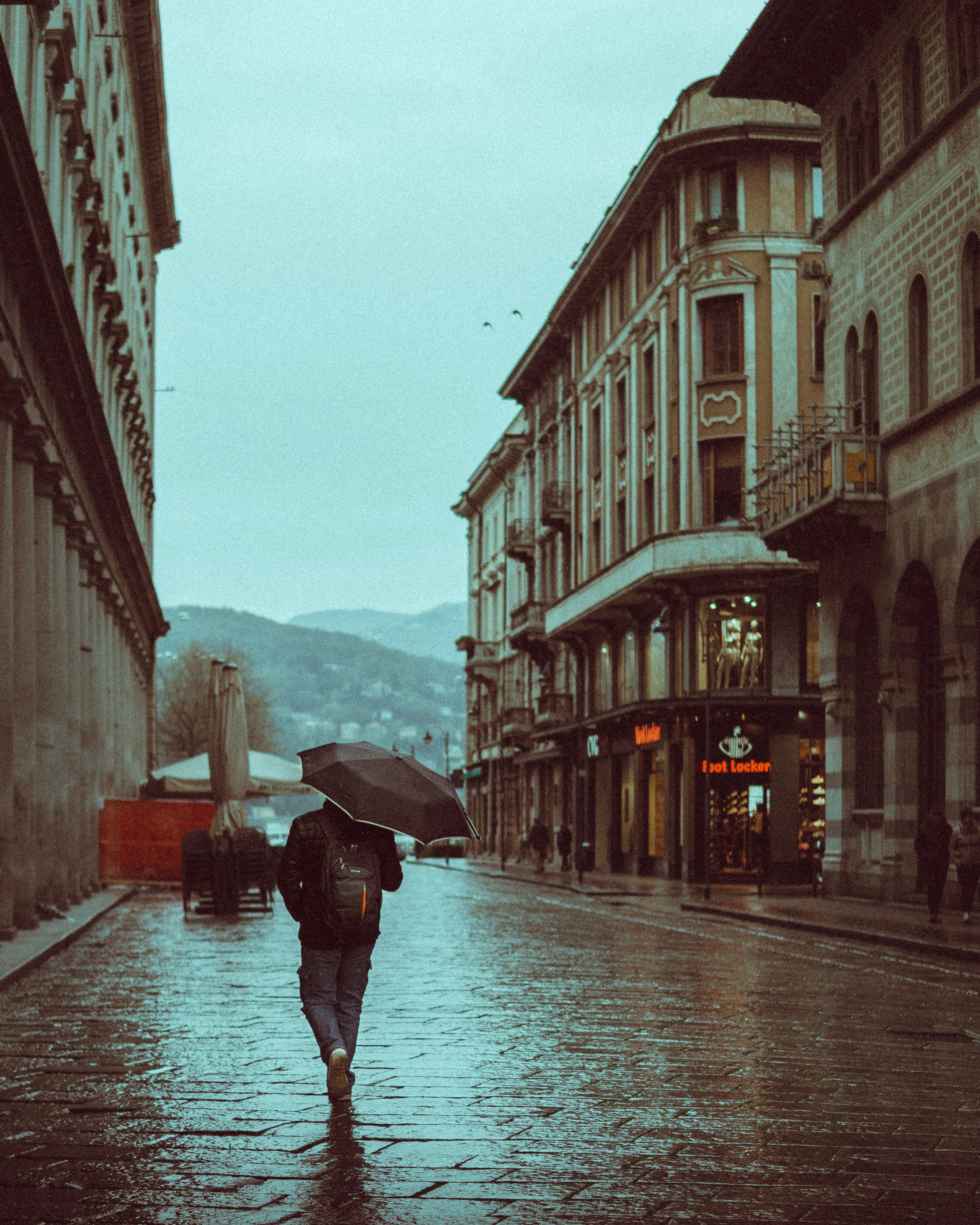 person holding umbrella walking on street during daytime
