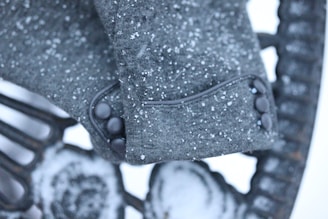 A close-up of a cozy winter coat fabric.