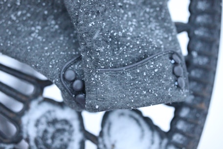Textile chains for snow laid out neatly, showing details of craftsmanship and texture.