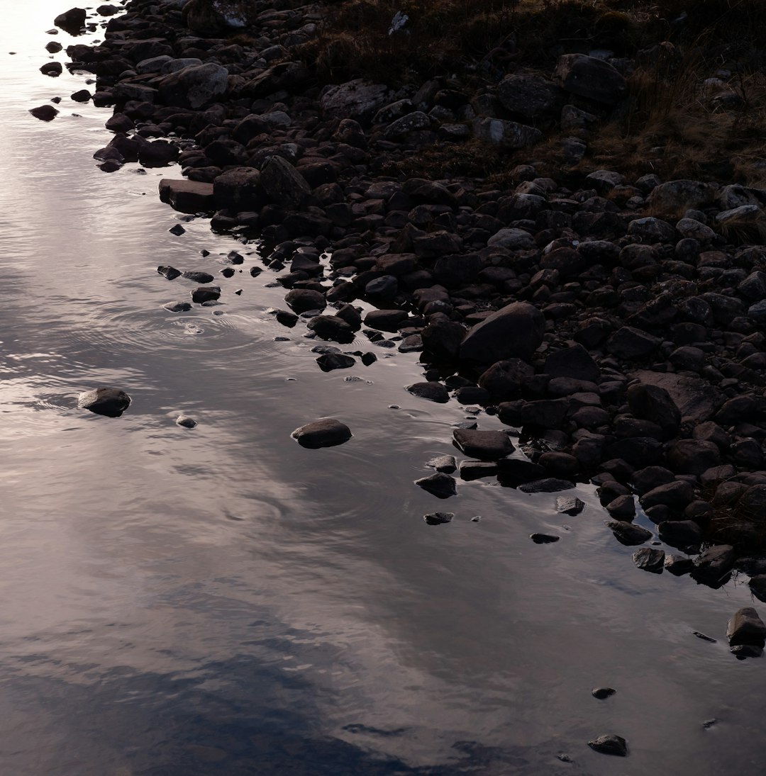 black and gray rocks on body of water