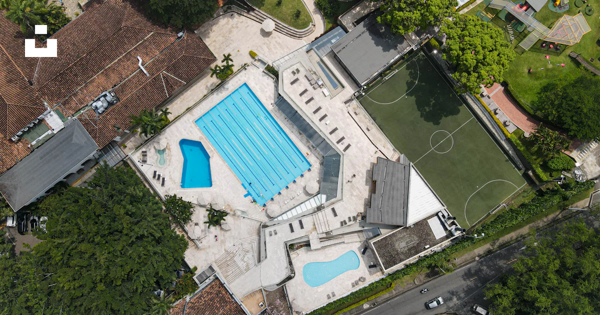 Aerial view of swimming pool photo – Free Blue Image on Unsplash