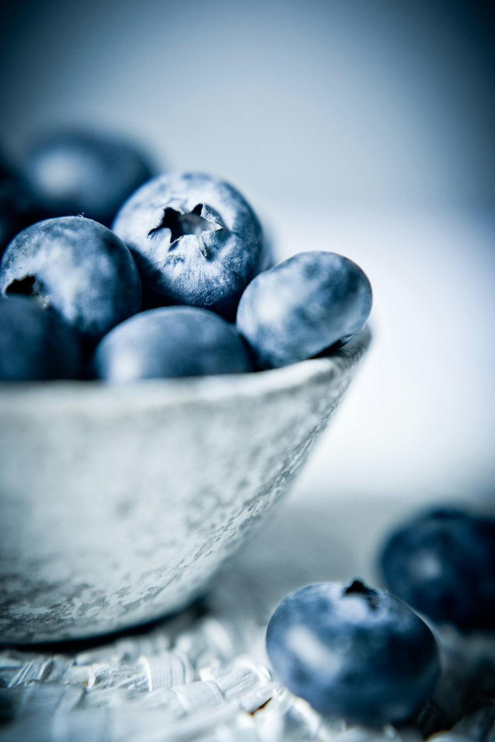 blue berries in white ceramic bowl